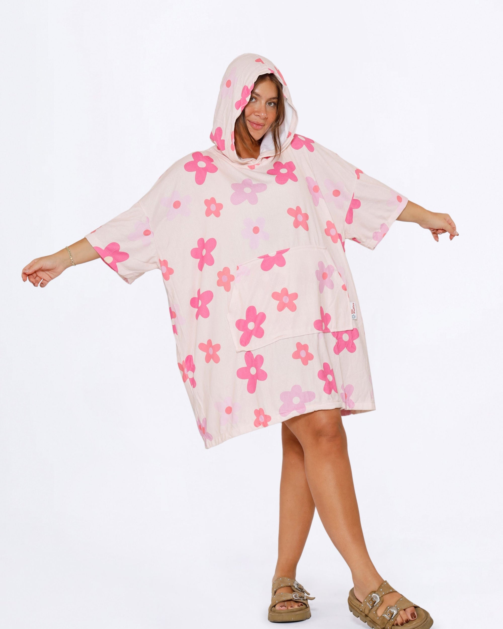 Flowers Towel Poncho + FREE Sand Remover