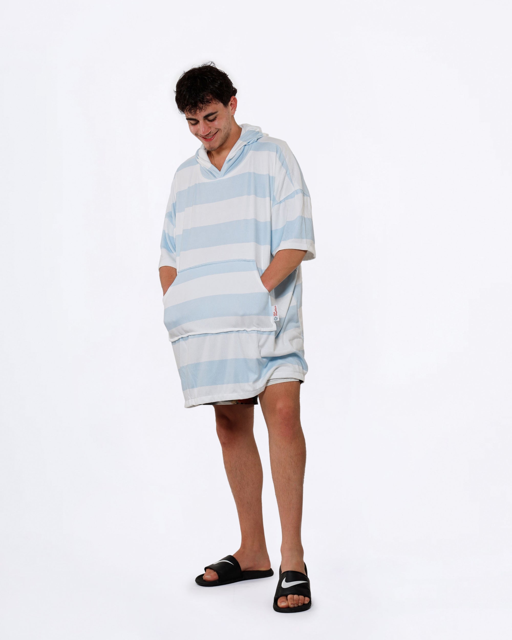 Blue Stripes Towel Poncho + FREE Sand Remover