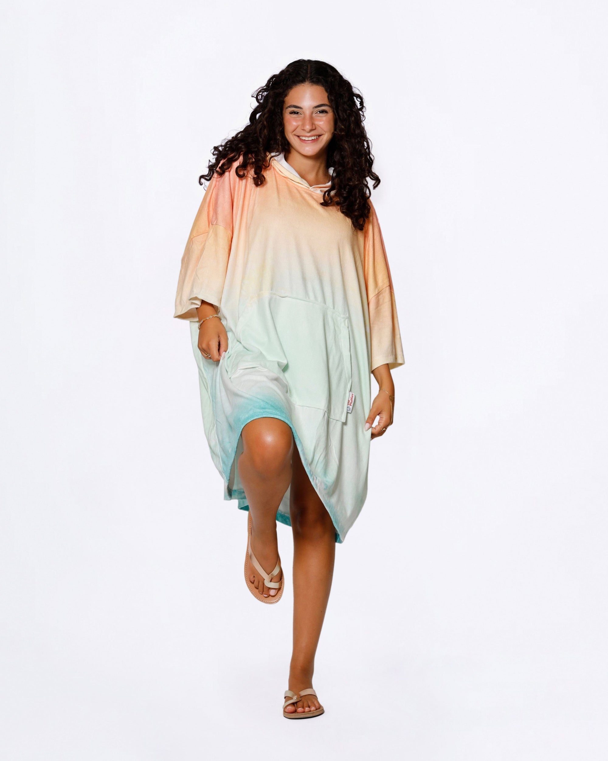 Sunset Tie Dye Towel Poncho + FREE Sand Remover