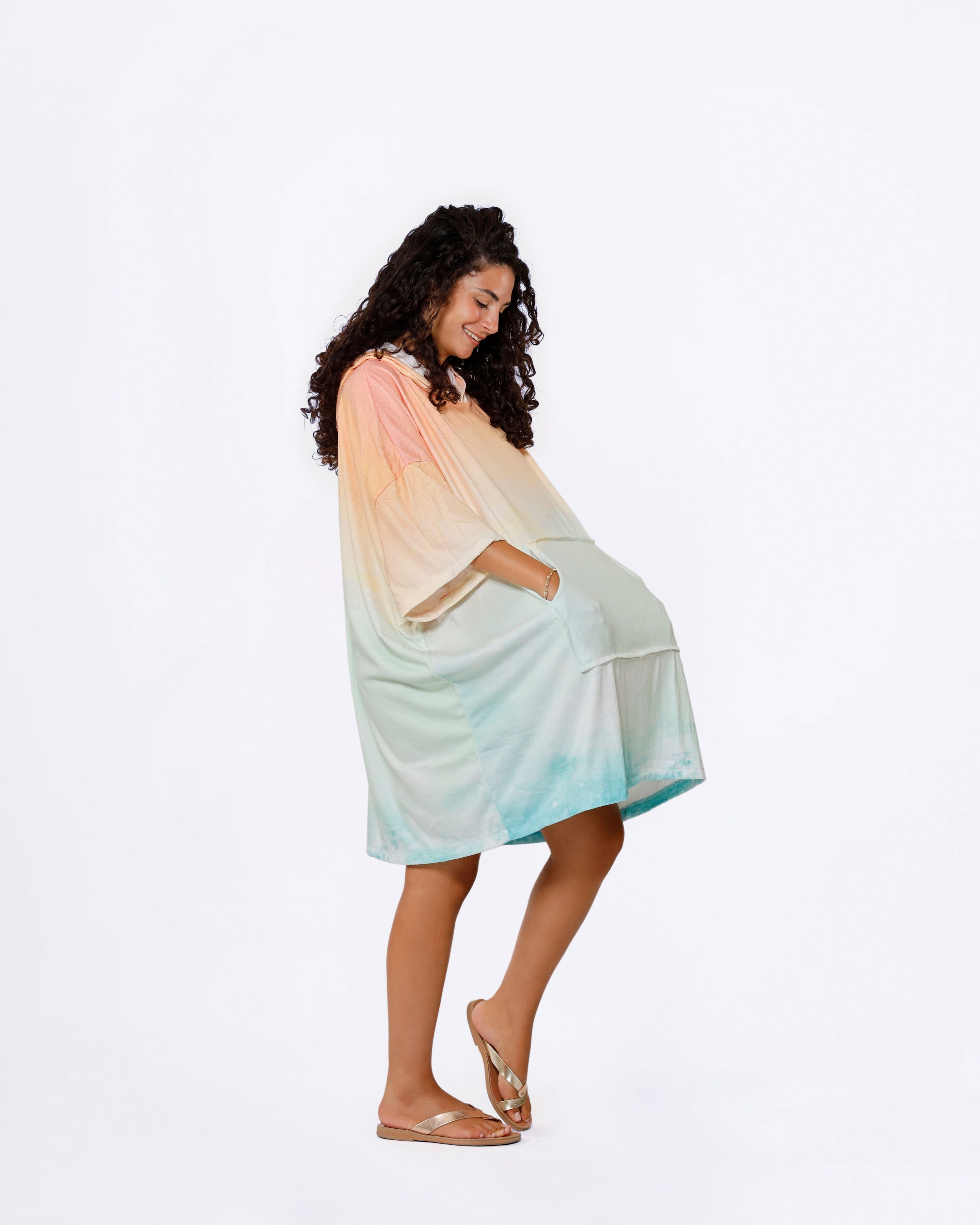 Sunset Tie Dye Towel Poncho + FREE Sand Remover