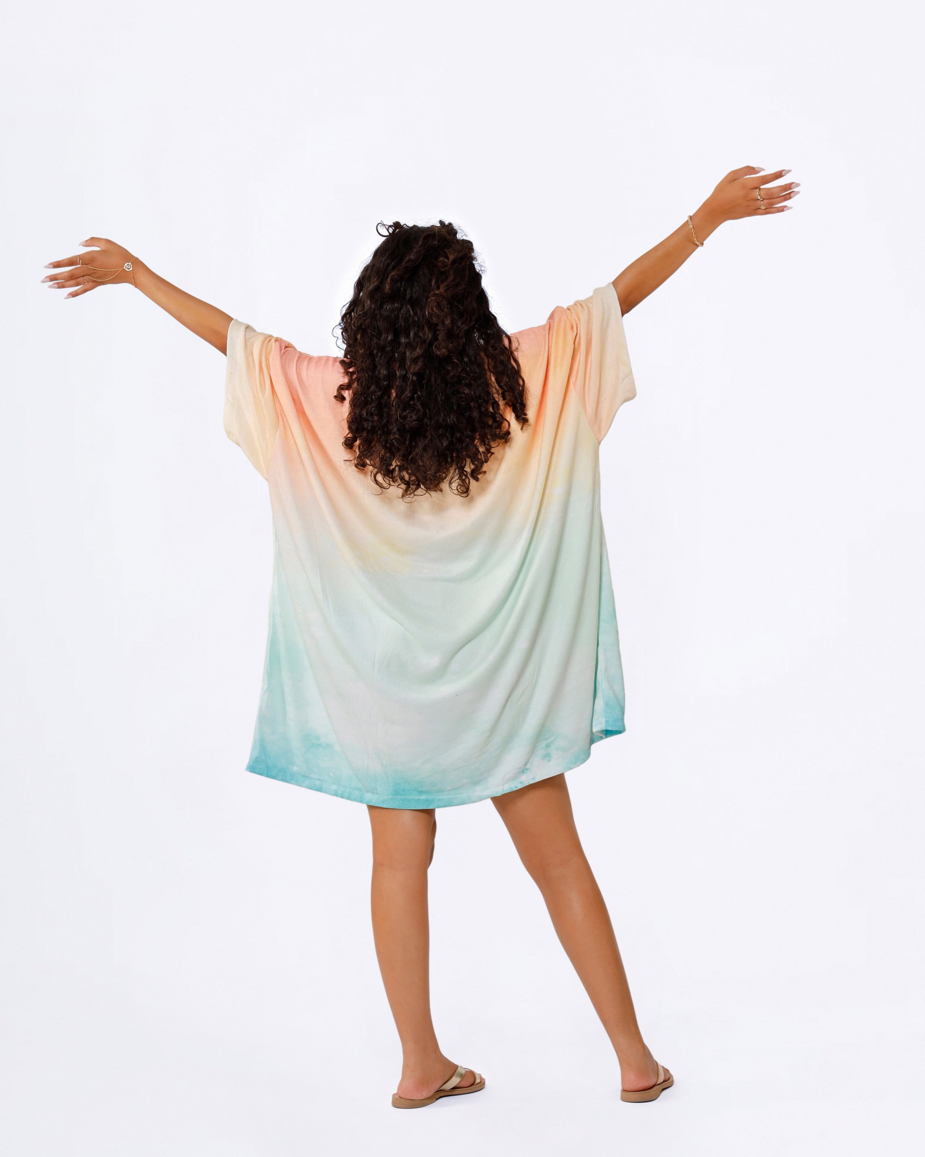 Sunset Tie Dye Towel Poncho + FREE Sand Remover