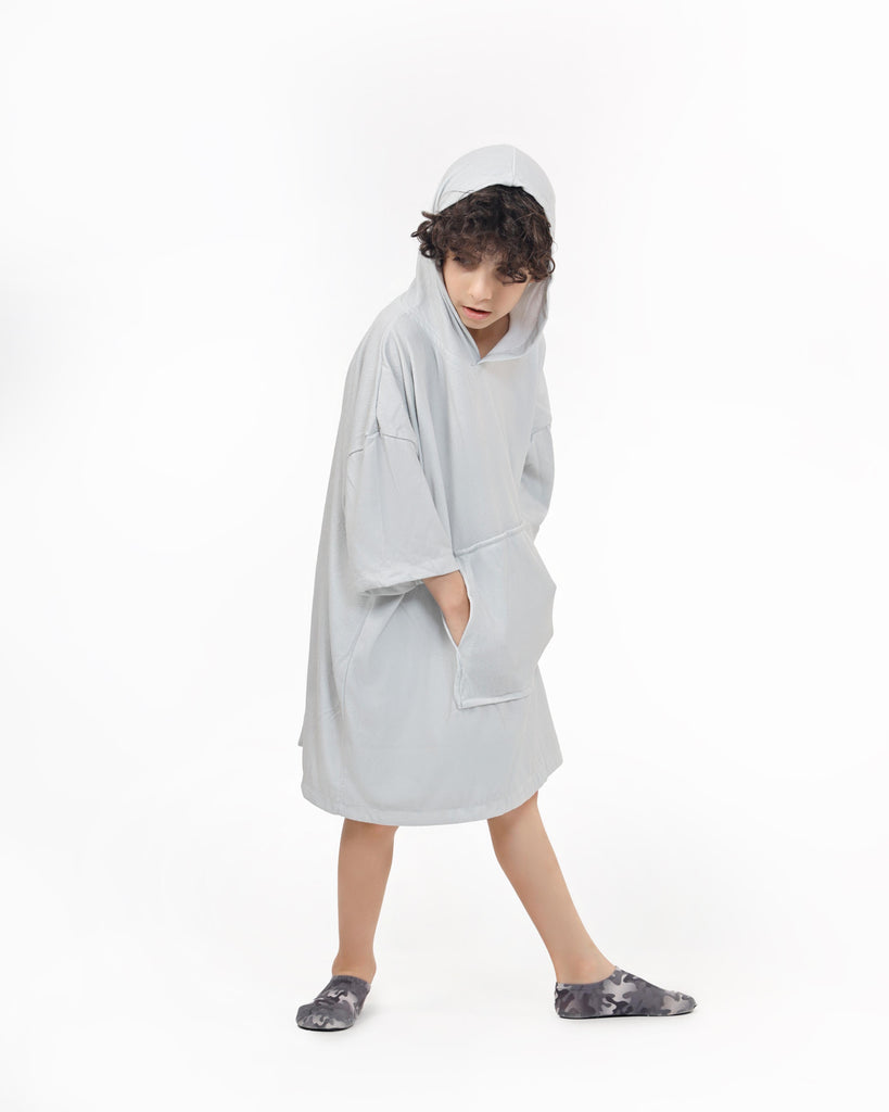 Grey Pluffie Kids Towel Poncho - THE PLUFFIES