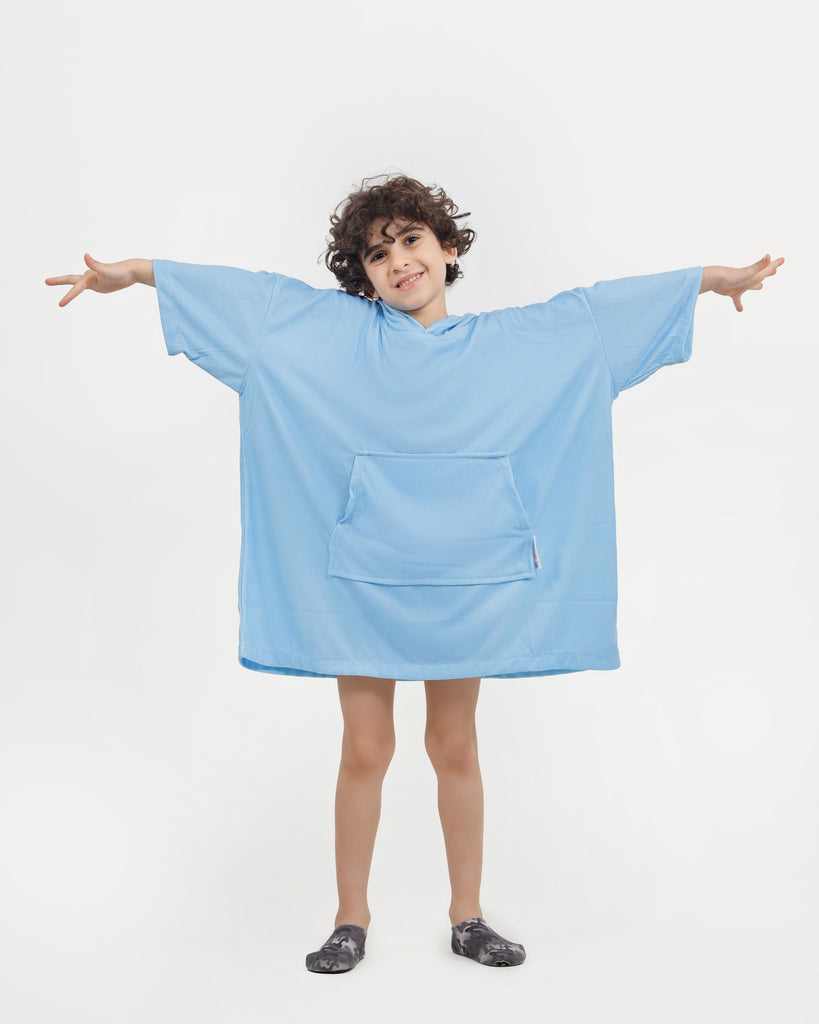 Blue Pluffie Kids Towel Poncho - THE PLUFFIES