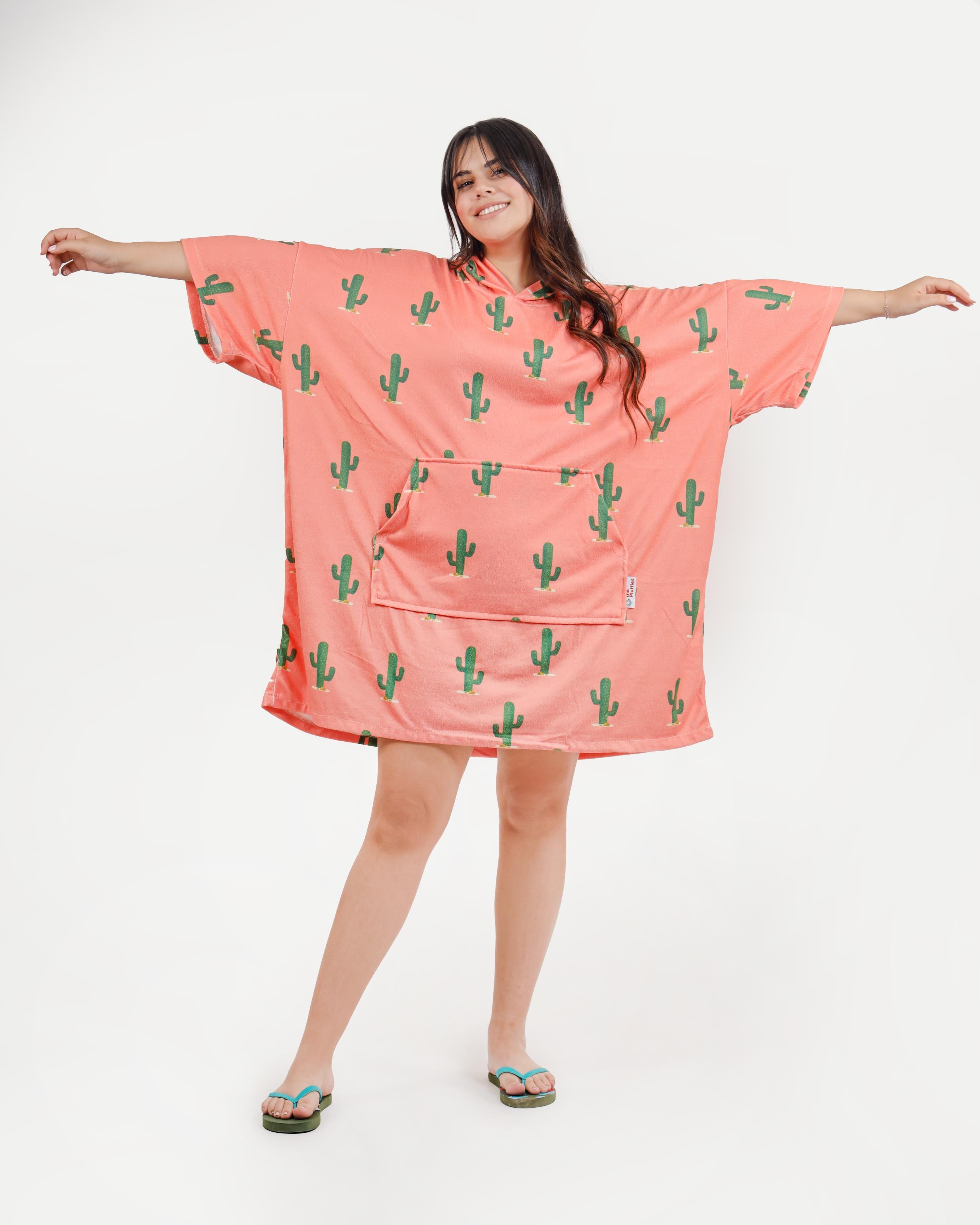 Cactus Pluffie Towel Poncho - THE PLUFFIES
