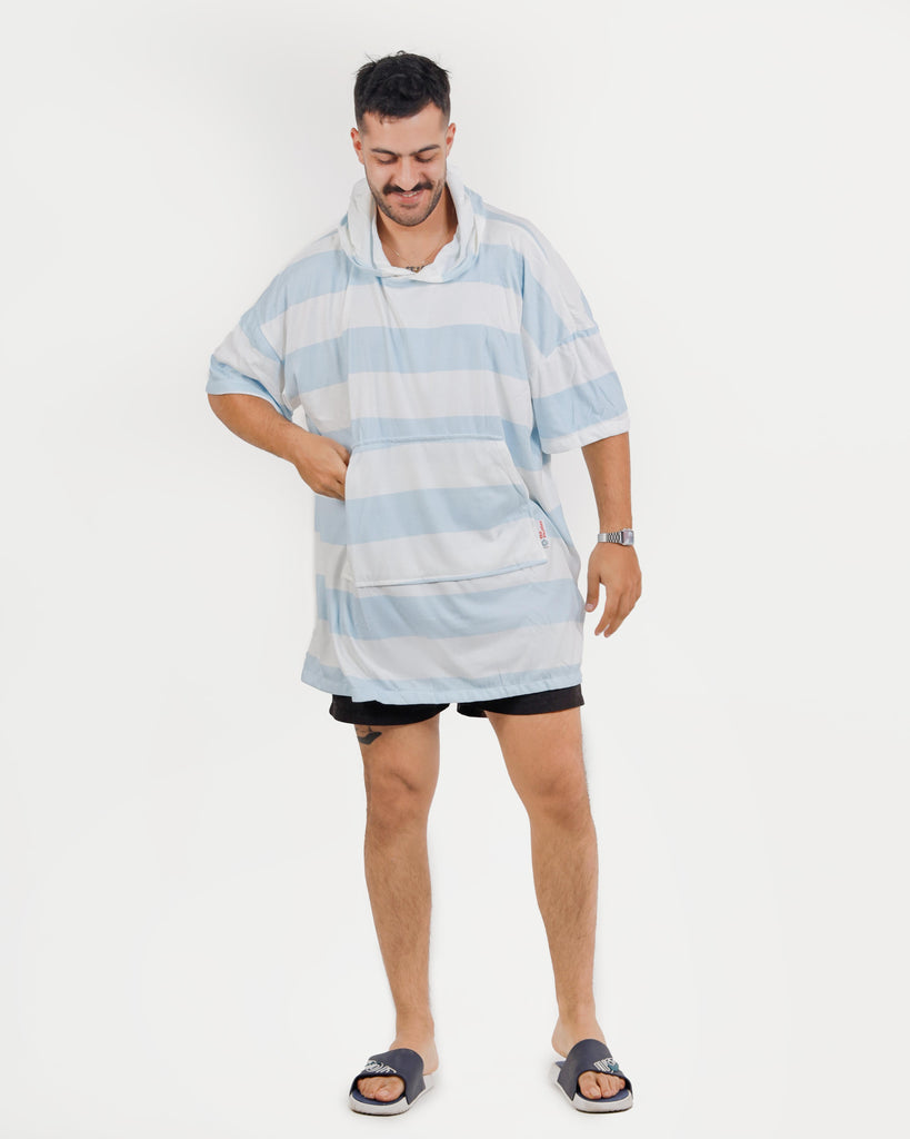 Blue Stripes Pluffie Towel Poncho - THE PLUFFIES