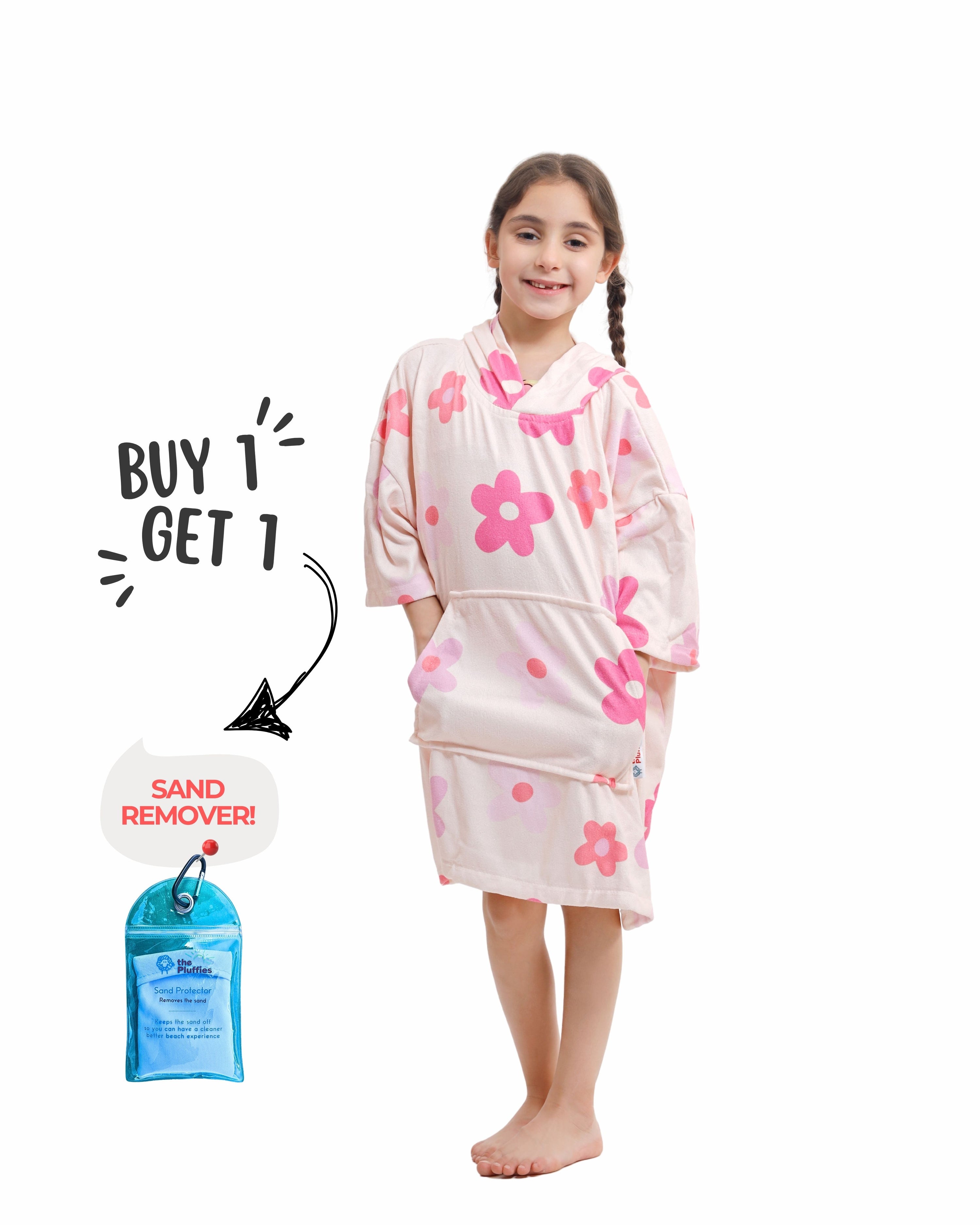 Flowers Kids Towel Poncho + FREE Sand Remover