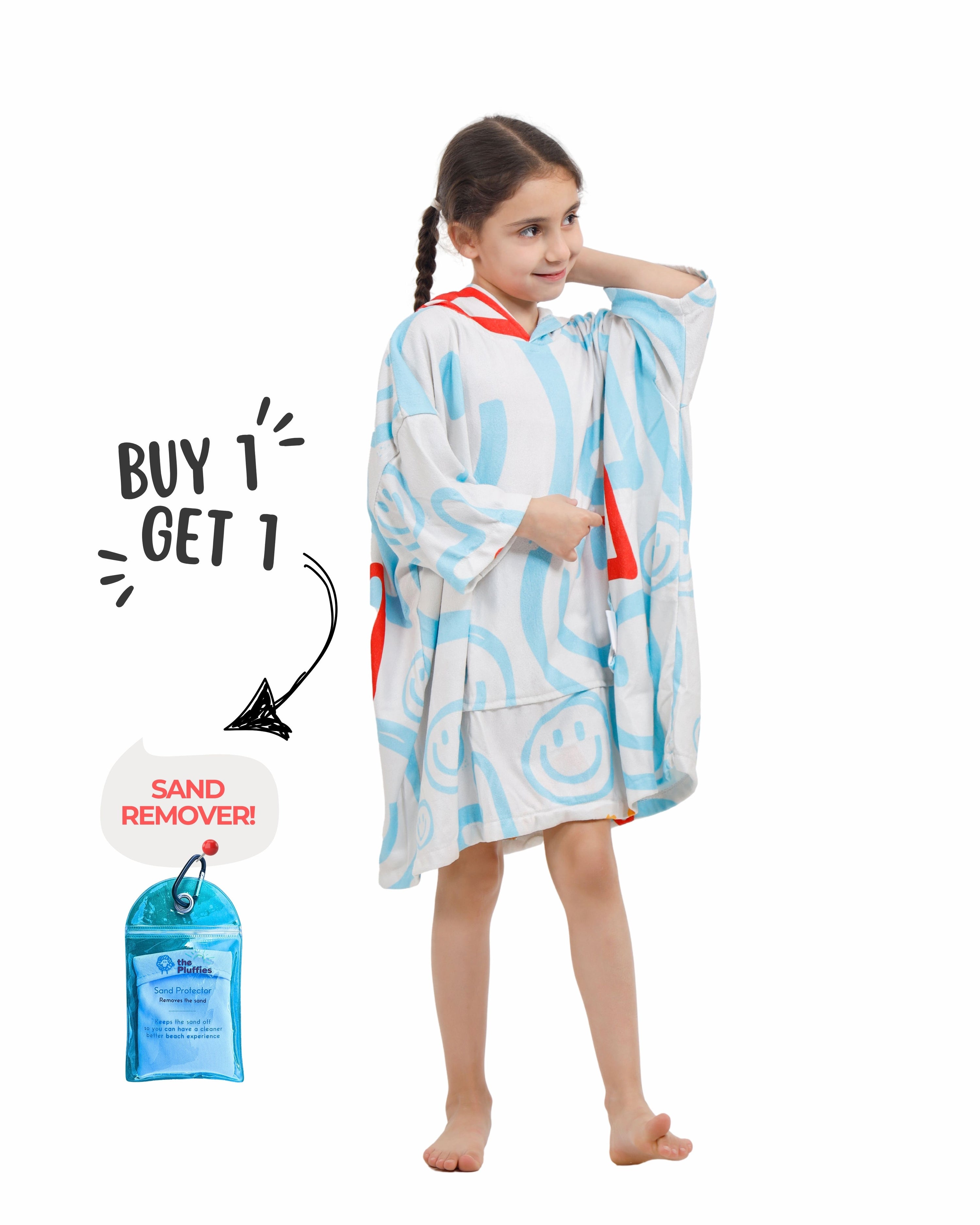 Smileys Kids Towel Poncho + FREE Sand Remover