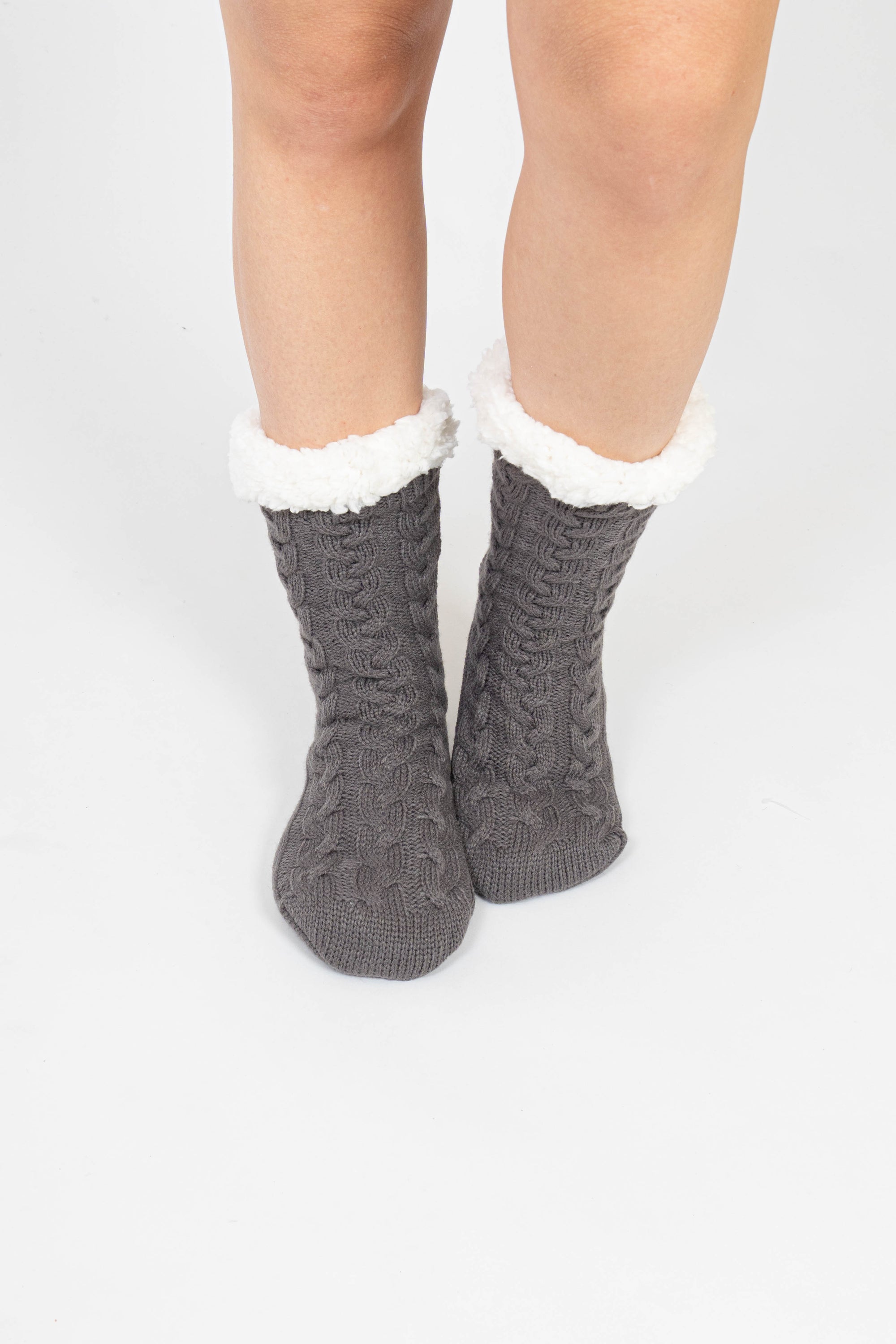 Charcoal Knit Slipper Socks
