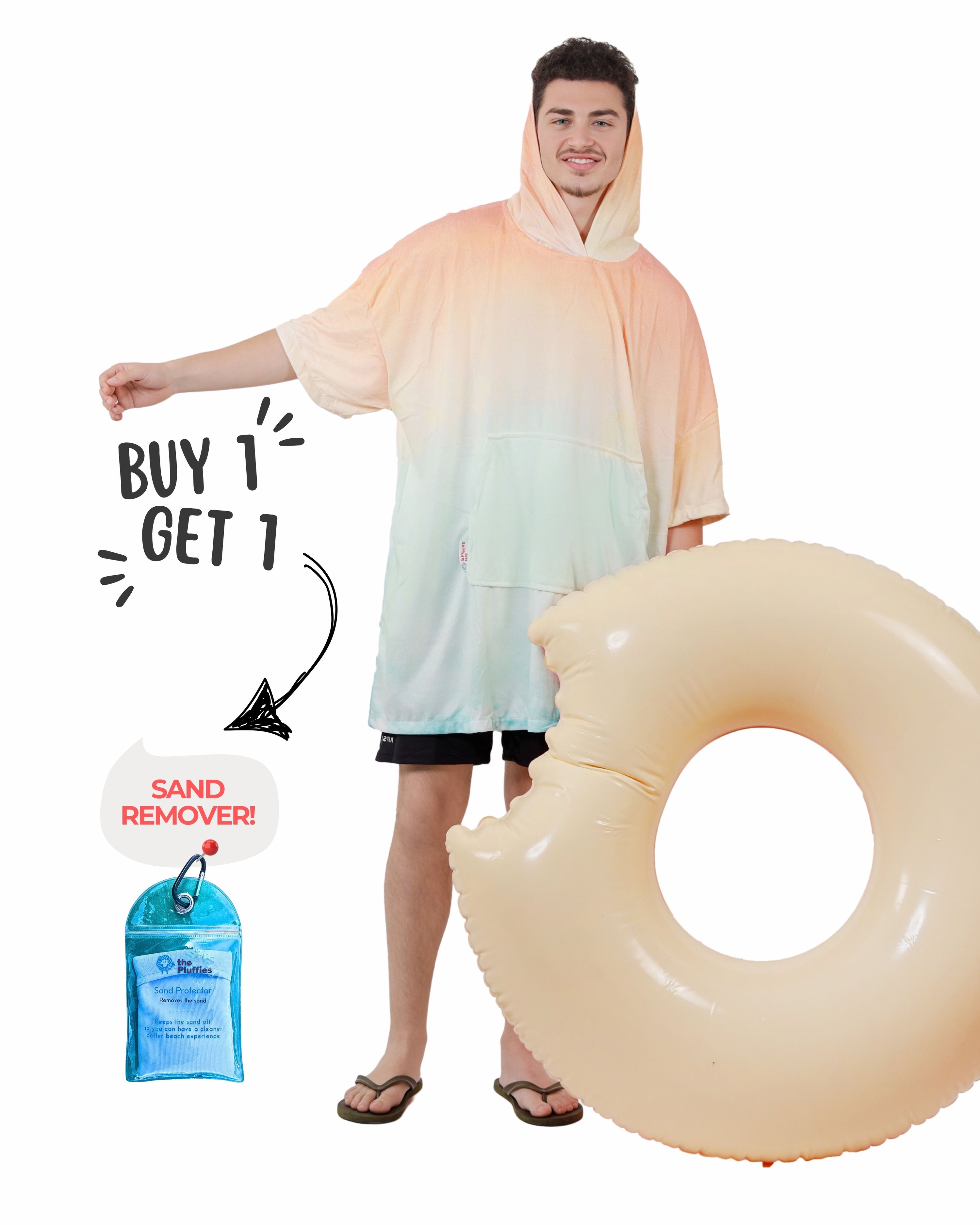 Sunset Tie Dye Towel Poncho + FREE Sand Remover