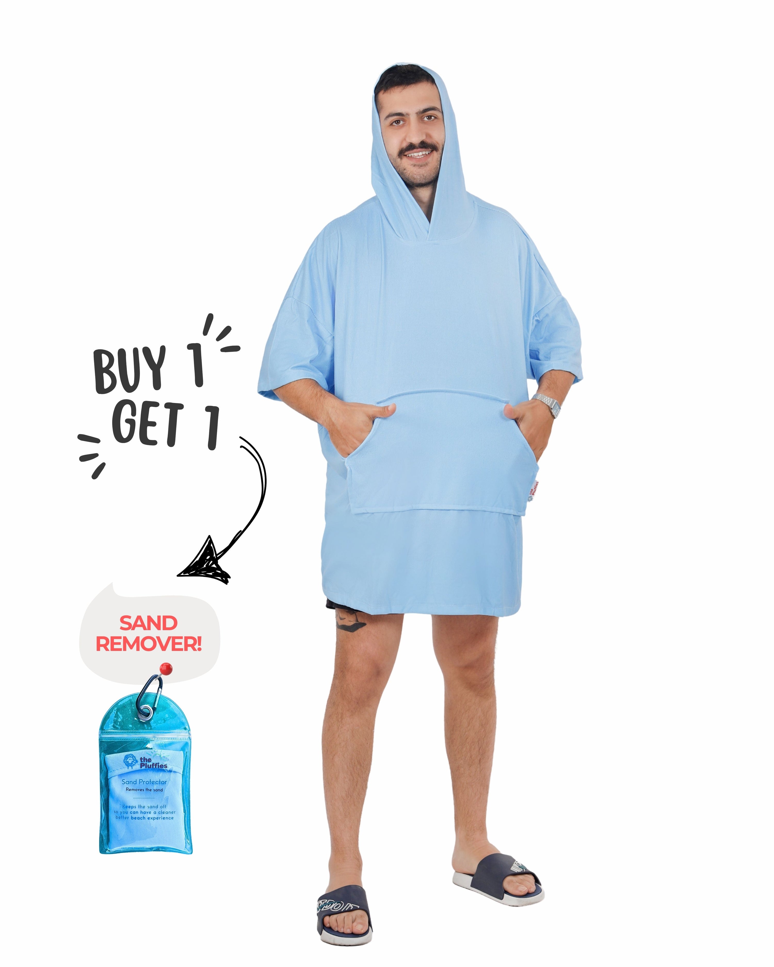 Blue Towel Poncho + FREE Sand Remover