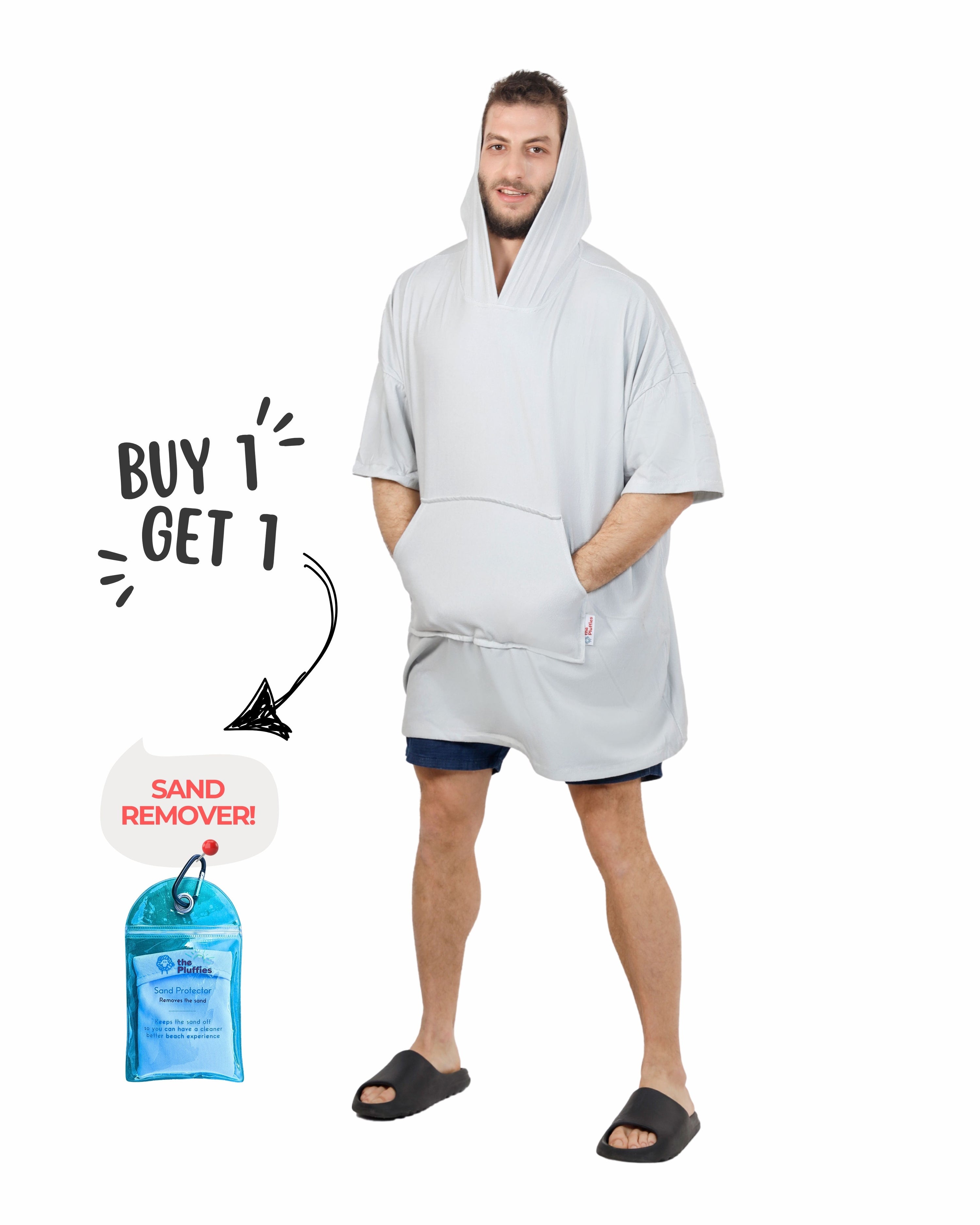 Grey Towel Poncho + FREE Sand Remover