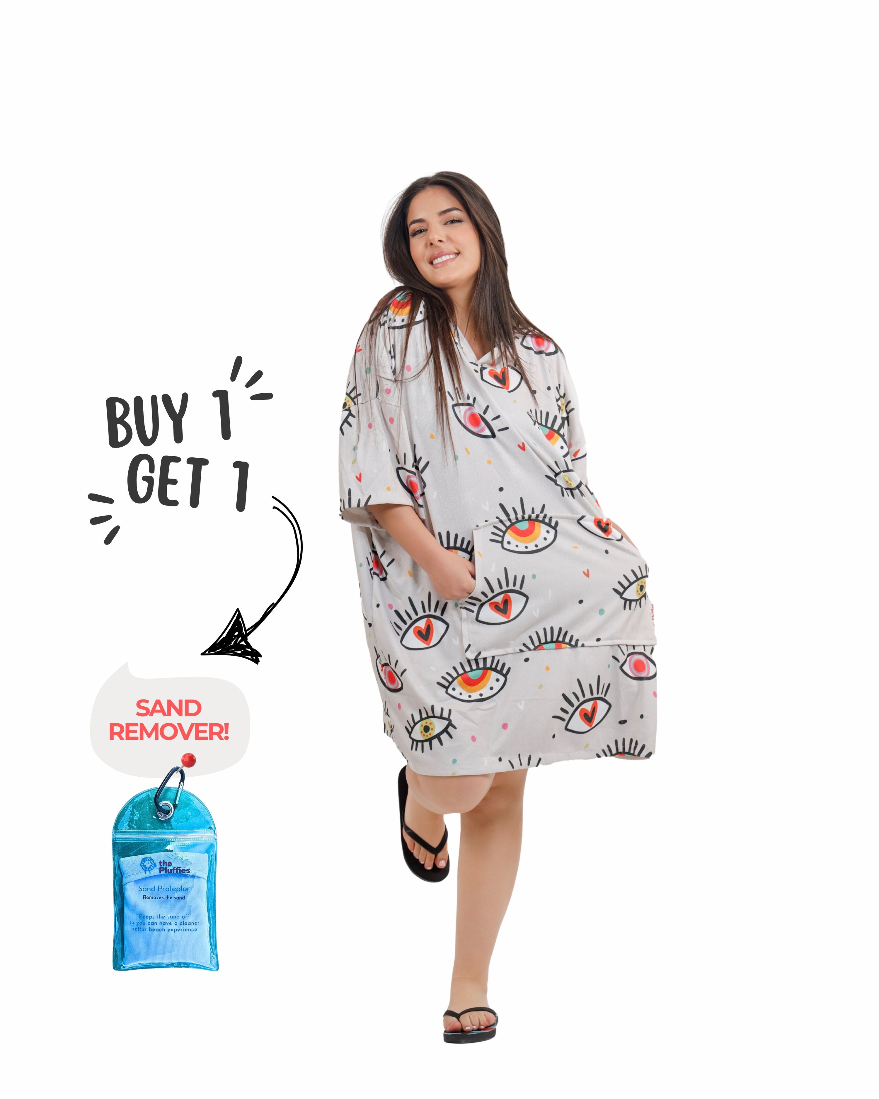 Evil Eye Towel Poncho + FREE Sand Remover