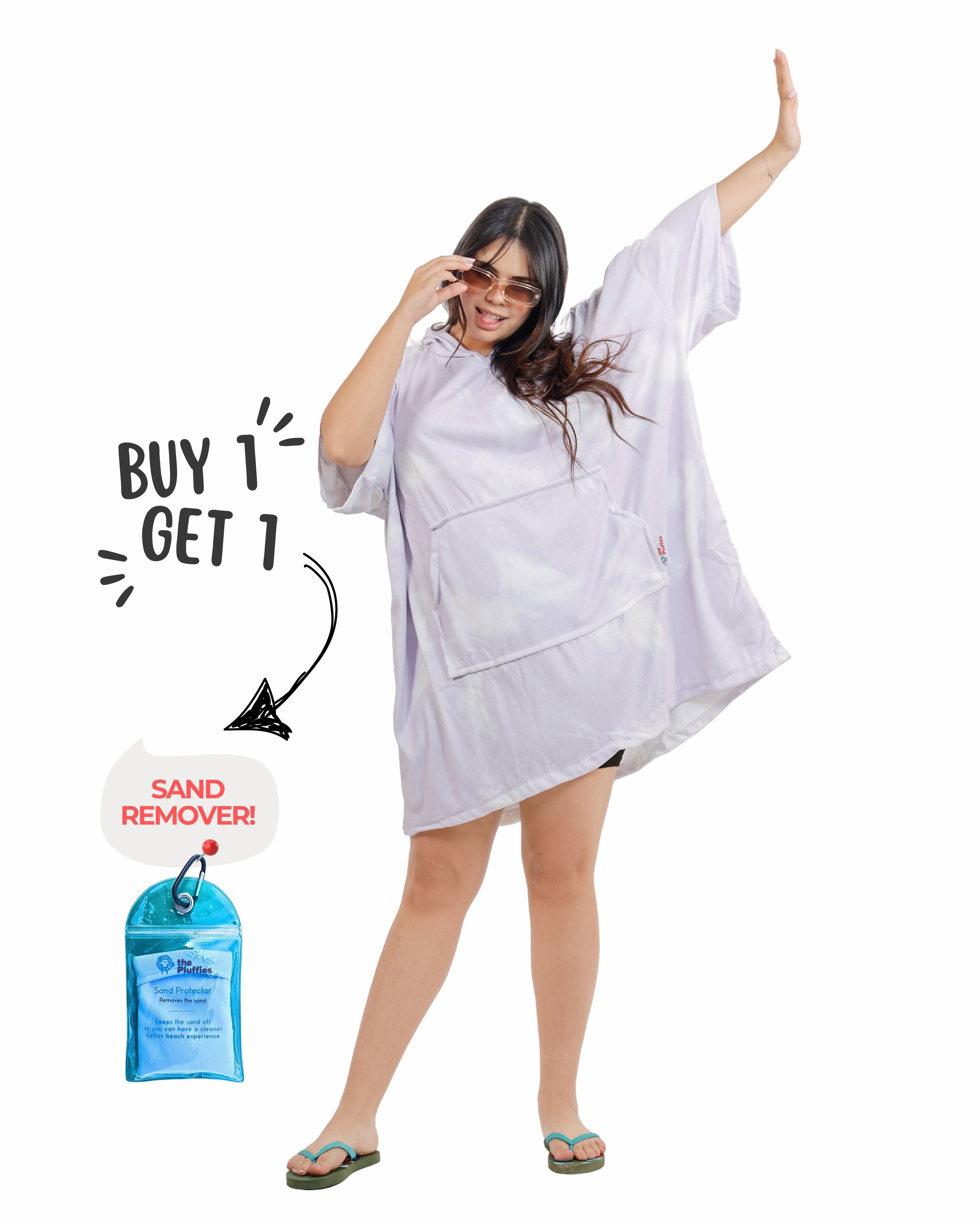 Purple Tie Dye Towel Poncho + FREE Sand Remover