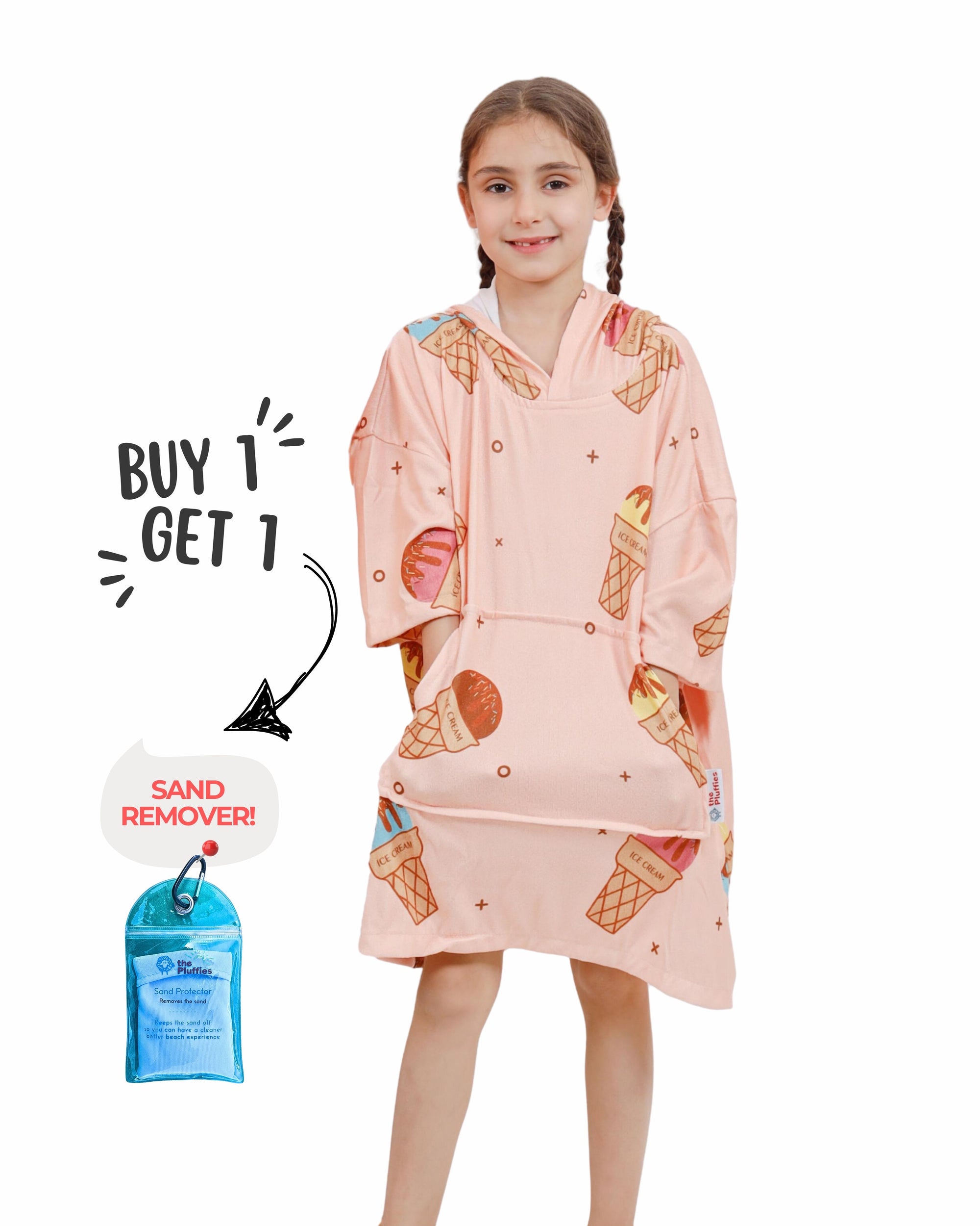 Ice Cream Kids Towel Poncho + FREE Sand Remover