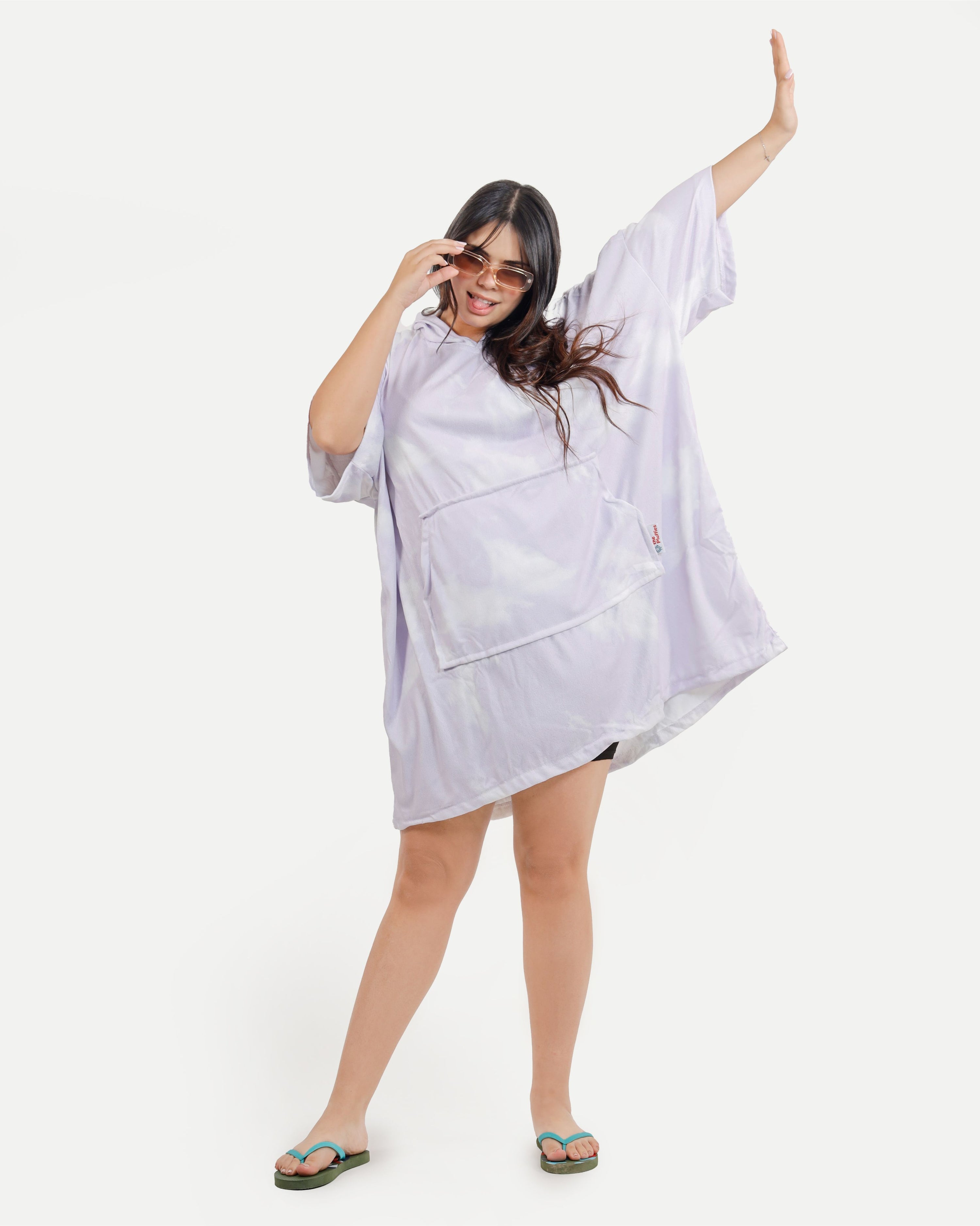 Purple Tie Dye Towel Poncho + FREE Sand Remover