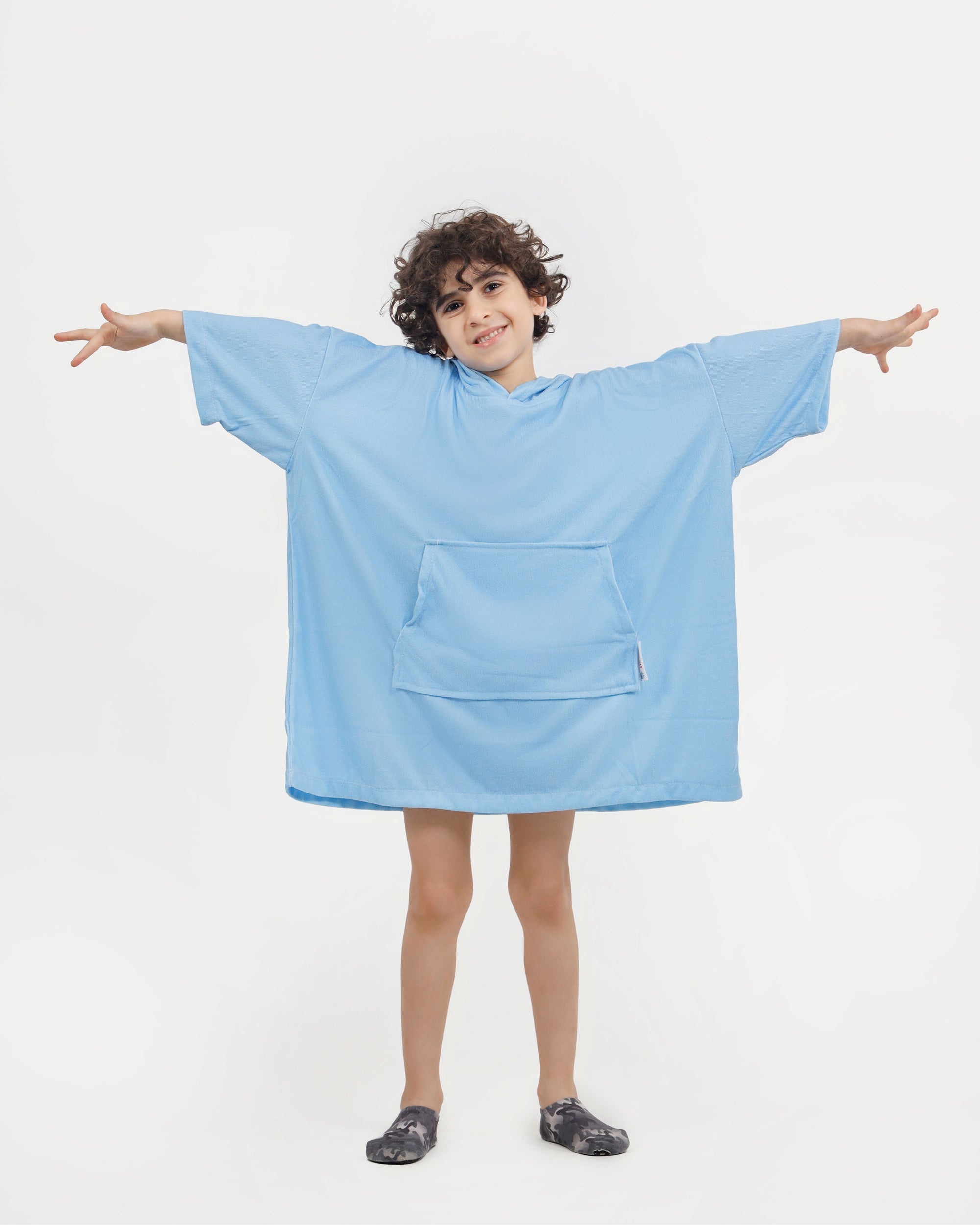 Blue Kids Towel Poncho + FREE Sand Remover