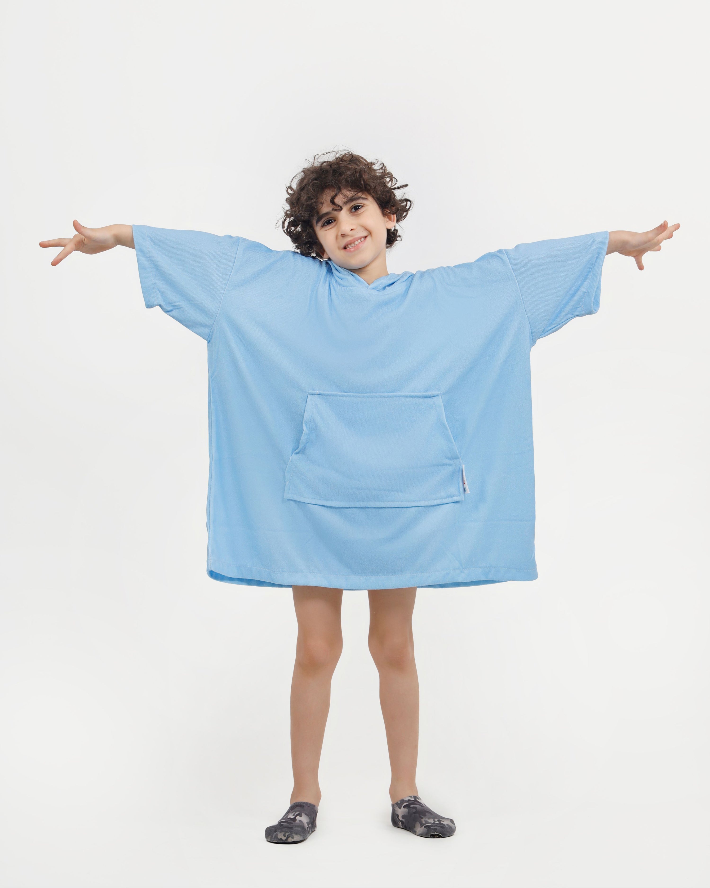 Blue Kids Towel Poncho + FREE Sand Remover