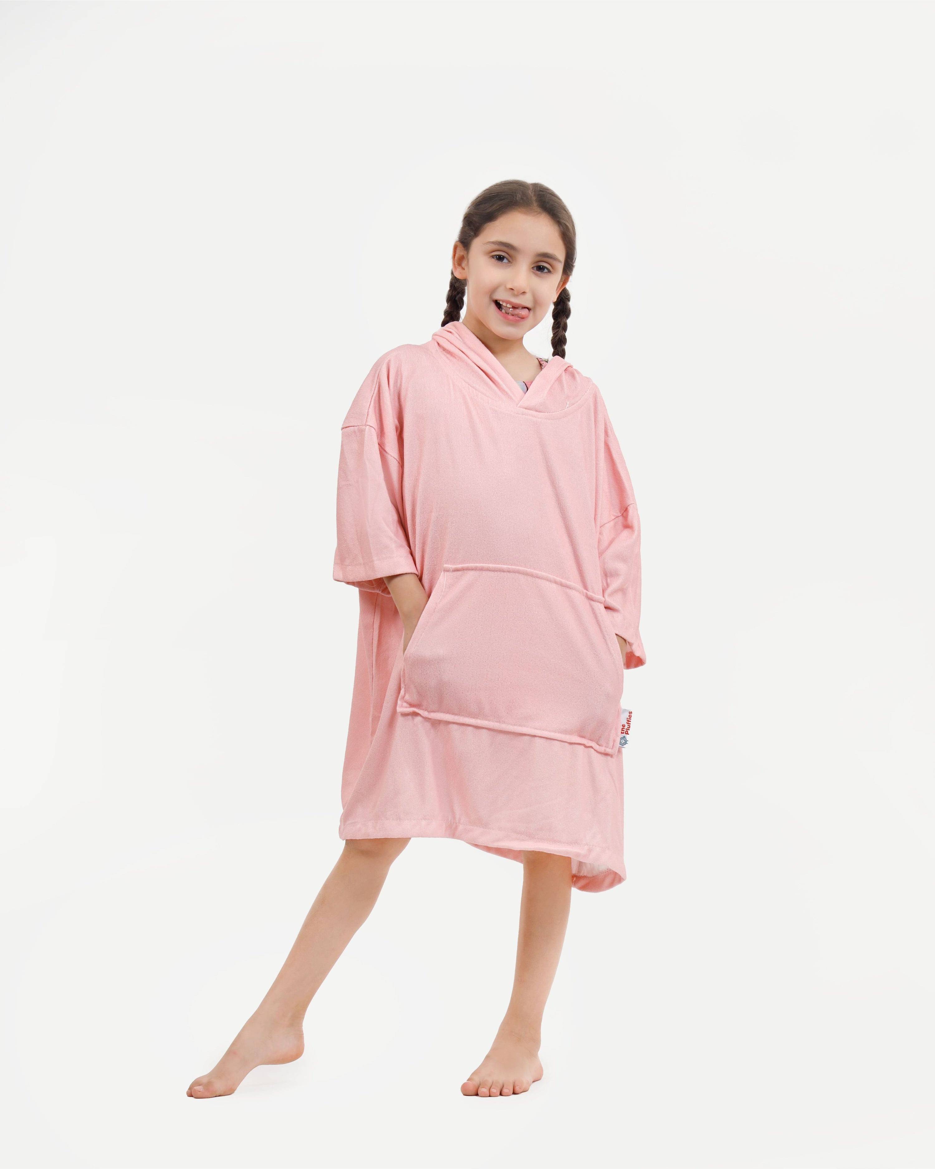 Pink Kids Towel Poncho + FREE Sand Remover