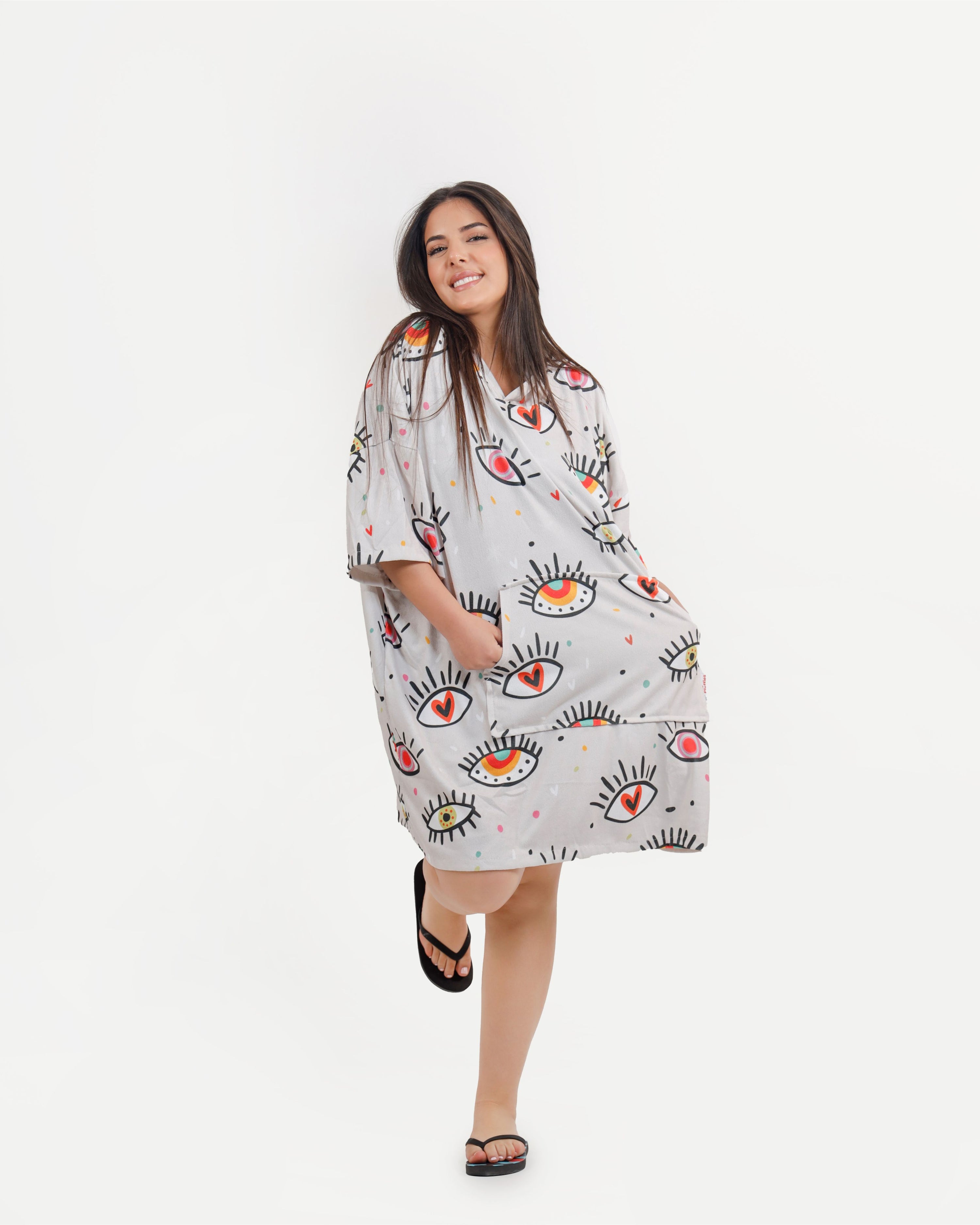 Evil Eye Towel Poncho + FREE Sand Remover