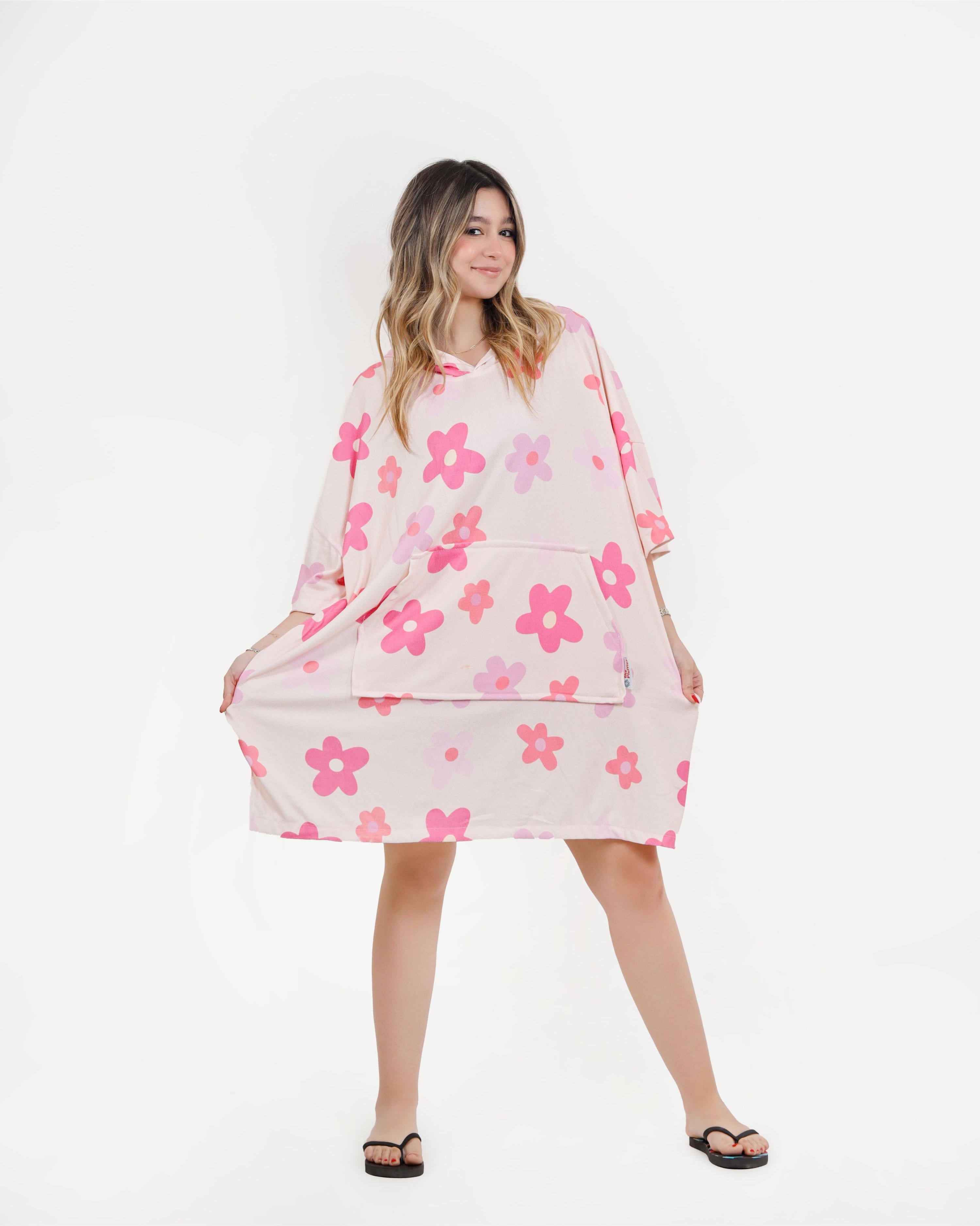 Flowers Towel Poncho + FREE Sand Remover